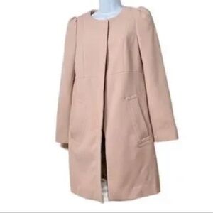 H&M Trench Coat Women’s Gathered Shoulder Blush Pink - Size 4
